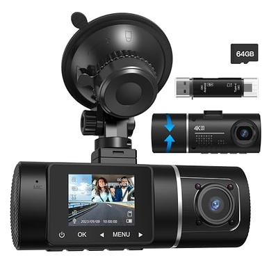 4K WiFi Dash Cam UHD 2160P Front Dash Camera Night Vision Car Camera 64GB  Card