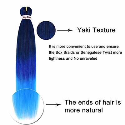 Knotless braids with blue navy blue hair - YAKI HAIR Braiding