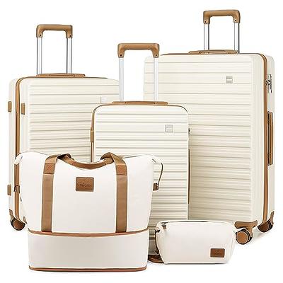 LONG VACATION LV400002 Luggage Set 6 Piece Luggage Set White Brown