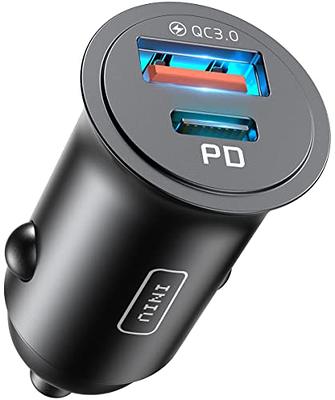 Car Charger, INIU Dual Ports [USB C 30W+USB A 30W] 5A QC 3.0 PD