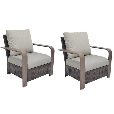 allen + roth Thomas Lake Set of 2 Gray Steel Frame Swivel Dining Chair with  Gray Cushioned Seat in the Patio Chairs department at