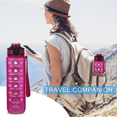 32 Oz Water Bottles with Time Marker Motivational Water Bottle Squeezing  Ejection Opening Bpa Free Travel Water Bottle for Sports & Outdoors Travel  Water Bottle Cute Stuff Summer Essentials (Hot Pink) 