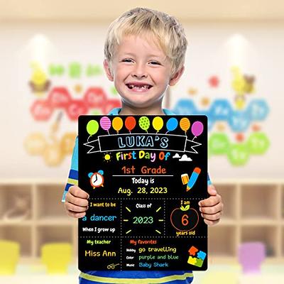  First & Last Day of School Board, 10x12 Inch Double Sided Back  to School Sign for Kids Girls Boys, My 1st Day of School Chalkboard Sign  Photo Prop, Wooden 1st