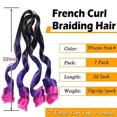 French Curly Braiding Hair 7 Packs 22 Inch Pre Stretched Ombre Braiding  Hair Bouncy Loose Wave Crochet Braids for Women Spanish Curly Ends  Synthetic Hair Extensions (7 Packs, 1B/Purple/Pink#) - Yahoo Shopping