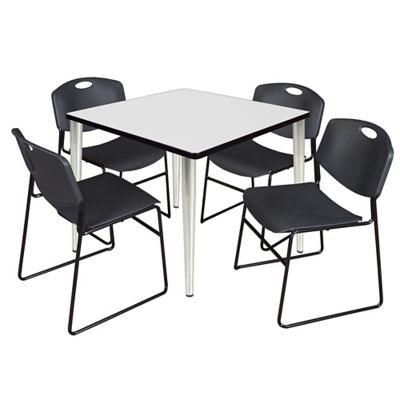 Regency Kahlo 42 in. Square Breakroom Table & 4 Restaurant Stack Chairs -  REG-TPL424229 – SchoolOutlet