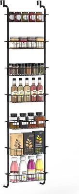 Brown and Black Kitchen Cart with Microwave Oven Stand Storage, Brown & Black