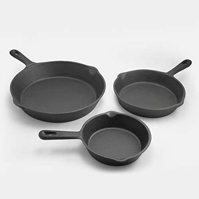 BrylaneHome 3 Piece Cast Iron Enameled Skillet Set Cookware, Red