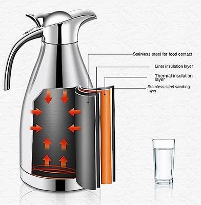 Tiken 34 Oz Thermal Coffee Carafe, Stainless Steel Insulated Vacuum Coffee  Carafes For Keeping Hot, 1 Liter Beverage Dispenser (Silver)