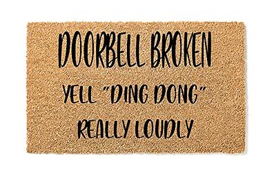 Onlymat Combo: Doormat + Underlay Cotton Rug : Funny doorbell Broken Yell  Ding Dong Really Loud Printed