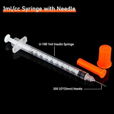 2.5ml Syringe With Needle-25g 1 Inch Needle, Disposable Individual  Package-pack Of 100