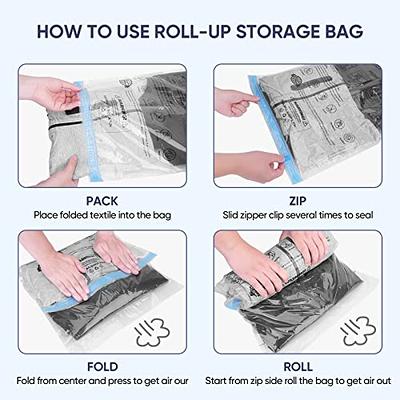  12 Travel Compression Bags, Roll Up Travel Space Saver
