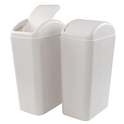 Vcansay 3.5 Gallons Swing Top Slim Garage Trash Can, White Plastic
