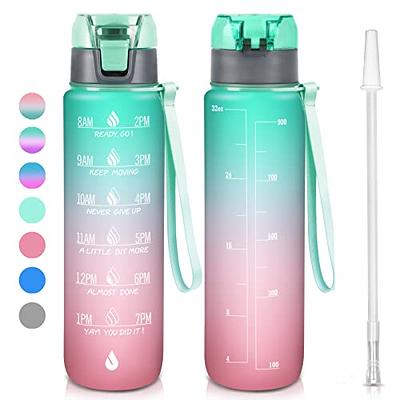 Hyeta 32 Oz Water Bottles with Times to Drink and Straw, Motivational Water  Bott