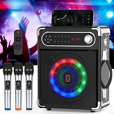 Karaoke Machine for Adults and Kids,Portable Bluetooth 2 Wireless Karaoke  Microphone with Holder/USB/TF Card/AUX-in, PA Speaker System for Home  Party