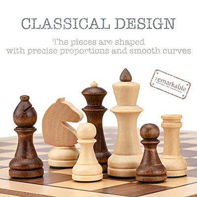 WE Games French Staunton Chess Set - Weighted Pieces & Walnut Wood Board  14.75 in. 