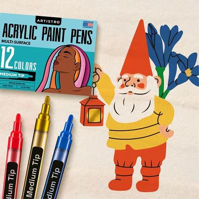 ARTISTRO Acrylic Paint Pens 24 with 2 Metallic Markers Gold & Silver Extra Fine and Medium Tip + Chisel, Paint Markers for Canvas, Metal, Rocks