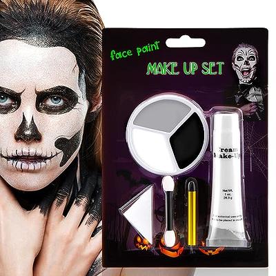 Tiekerbilir Black Grey White Face Paint + 1PC Sponge + Brush+