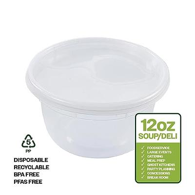 24-oz Asporto Microwavable To-Go Container - Clear Round Soup Container with for