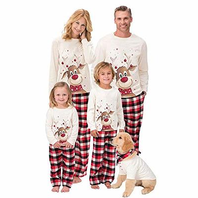 LIONVI Family Matching Christmas Pajamas Set Cotton Xmas Deer Holiday  Pajamas Sleepwear Dad Mom Kids PJs (Women, Small, A) - Yahoo Shopping