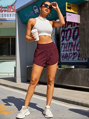 Women's Athletic Shorts High Waisted Running Shorts Pocket Sporty