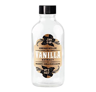 Homemade Vanilla Extract Labels for 4 oz Boston Round Bottles and Larger -  Vanilla Beans & Alcohol - Handmade by Conquest of Happiness