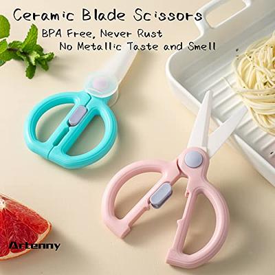 Artenny Baby Food Scissors Kids with Case Travel, Ceramic Kitchen