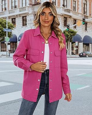 luvamia Jean Tops For Women Women'S Denim Jackets Pink Button Up