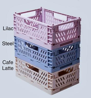 28L-Black Plastic Storage Crates, Pack Of 2 Collapsible Plastic Crates Bins  Basket, Stackable Plastic Storage Boxes Container With Lid For Car Home