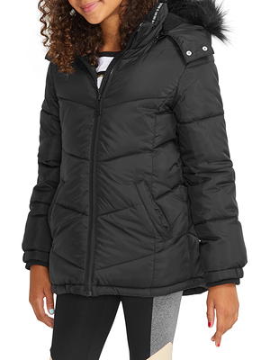 CREATMO US Women's Plus Size Winter Coats Long Puffer Jacket Fleece Lined  Parka Removable Fur Hood Available in 1X To 5X