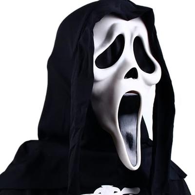 LIGUOGUO Light Up Black White Punk Mask with Braids LED Glowing Punk Mask  Cosplay for Men Futuristic Techwear Mask Full Face Mask Halloween Cosplay