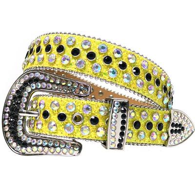 Womens Men Rhinestone Western Belts UNFADER Bling Cowgirl Designer