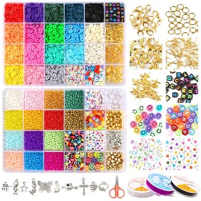 Gionlion 8000 Pcs Clay Beads Kit for Bracelet Making, 2 Boxes 24 Colors Flat  Clay Beads