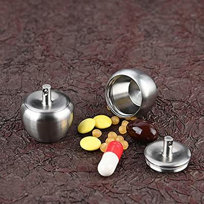 Small Portable Pill case Keychain, Metal Pocket Pill Boxes for