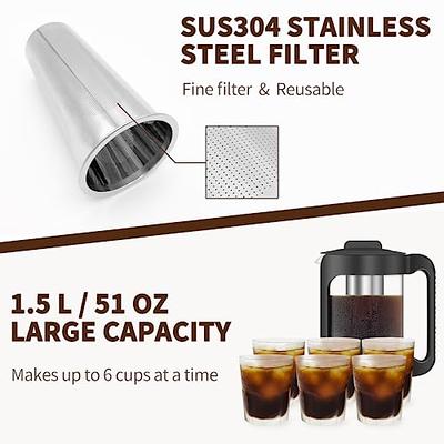 JssCsvy Cold Brew Coffee Maker,1.58qt Iced Coffee Maker With Removable  Stainless Steel Filter and Seal,Tea Brewer,Thickened Borosilicate Glass, Large Caliber Design,1.5L/51 Oz - Yahoo Shopping