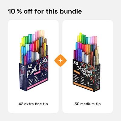 60 ARTISTRO Markers for Art | 30 Acrylic Extra Fine Tip Paint Pens + 30 Acrylic Medium Tip Paint Pens for Rock, Wood, Glass, Ceramic, Metal Painting