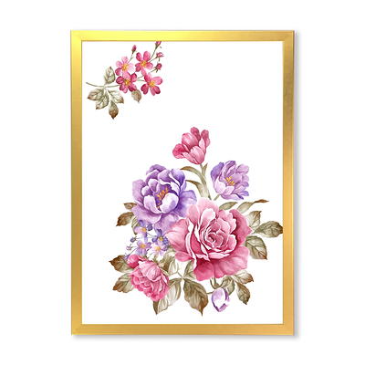 iCanvas Pink Bouquet On Gold by Madeline Blake Framed Canvas