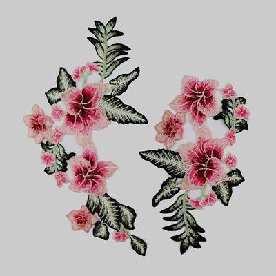 Couture Embroidery Lace Applique .pink Flower Patches Appliques