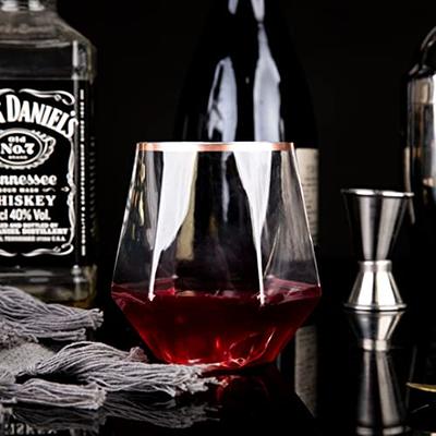 32 Pack Diamond Stemless Plastic Wine Glasses, 12 oz Unique