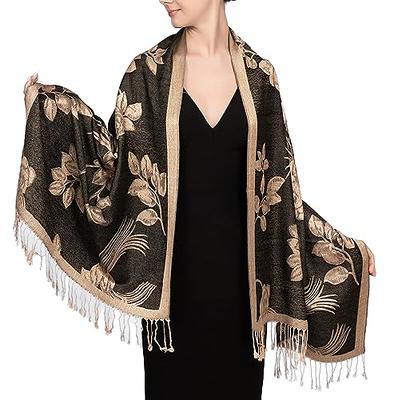 pashmina, Accessories, Pashmina Cashmere Silk Scarf Wrap Gold Tan Paisley  Woven Winter Colours Soft