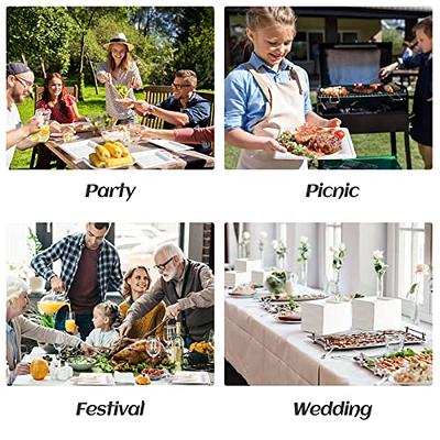 KTCNMER Compostable Party Paper Plates Set -[300 Pcs] 10 inch&8 inch Square Brown Paper Plates Heavy Duty, Utensils and Napkins - Eco Friendly