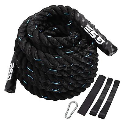 Signature Fitness Battle Rope 1.5Inch 2 Inch Diameter Poly Dacron 30 FT, 40  FT, 50 FT Length, Heavy Ropes for Home Gym and Workout