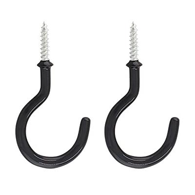 Piutouyar 24 Pcs Vinyl Coated Screw-in Hook, Black Cup Hooks, 2