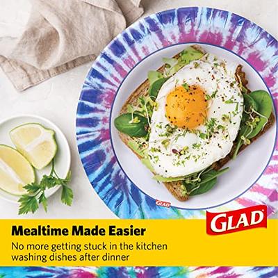 Glad Everyday Square Disposable Paper Plates with Falling Foliage Design, Small | Cut-Resistant, Microwavable Paper Plates for All Foods & Daily Use