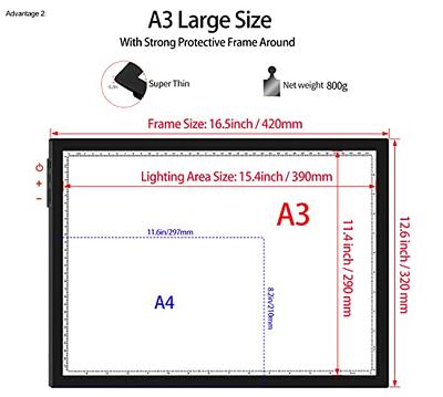 A3 Light Box Tracing, Light Board Drawing, Light Pad Weeding Vinyl, 10 Level and Stepless Dimming Dual Mode, Ultra Thin Light Table Drawing Board, CRI