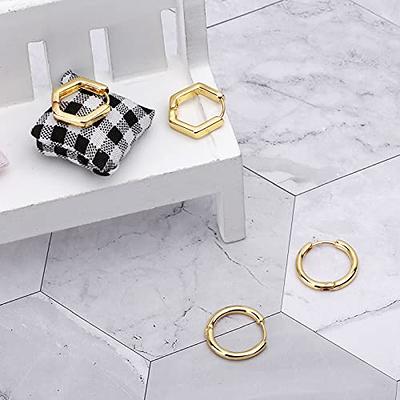 Wgoud Chunky Hoop Earrings Set 14K Gold Hoop Earrings for Women  Hypoallergenic, Thick Hoops Earring set, Twist Huggie Hoop Earring