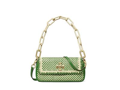 Tory Burch Small Kira Chevron Lacquered Raffia Flap Shoulder Bag