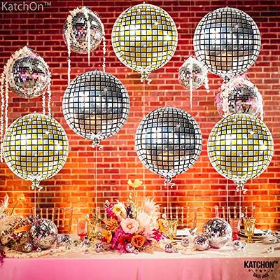 KatchOn Silver and Gold Disco Ball Balloons - 22 Inch, Pack of 6, Disco  Party Decorations, 4D Metallic Silver Disco Balloons, 80s Decorations