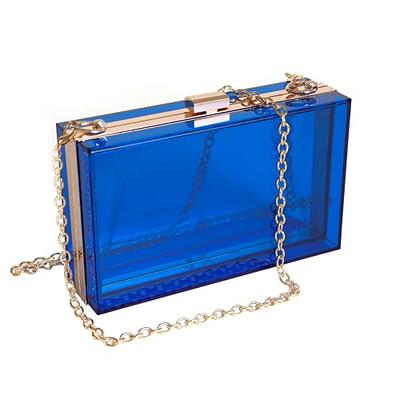 WJCD Women Clear Purse Acrylic Clear Clutch Bag, Shoulder Handbag With  Removable Gold Chain Strap