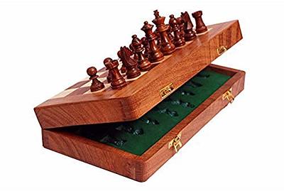 Wooden Chess Set - Handcrafted Chess Pieces - 15 Inch Chess Board -  Foldable - Interior Storage Space - Travel Friendly - Felt Bottom - 3 Inch  King - Bonus Wooden Checkers Pieces, Board Games -  Canada