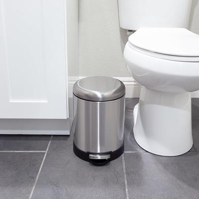 CEROELDA Small Bathroom Trash Can with Plastic Lid 6L/1.6 Gal Stainless  Steel